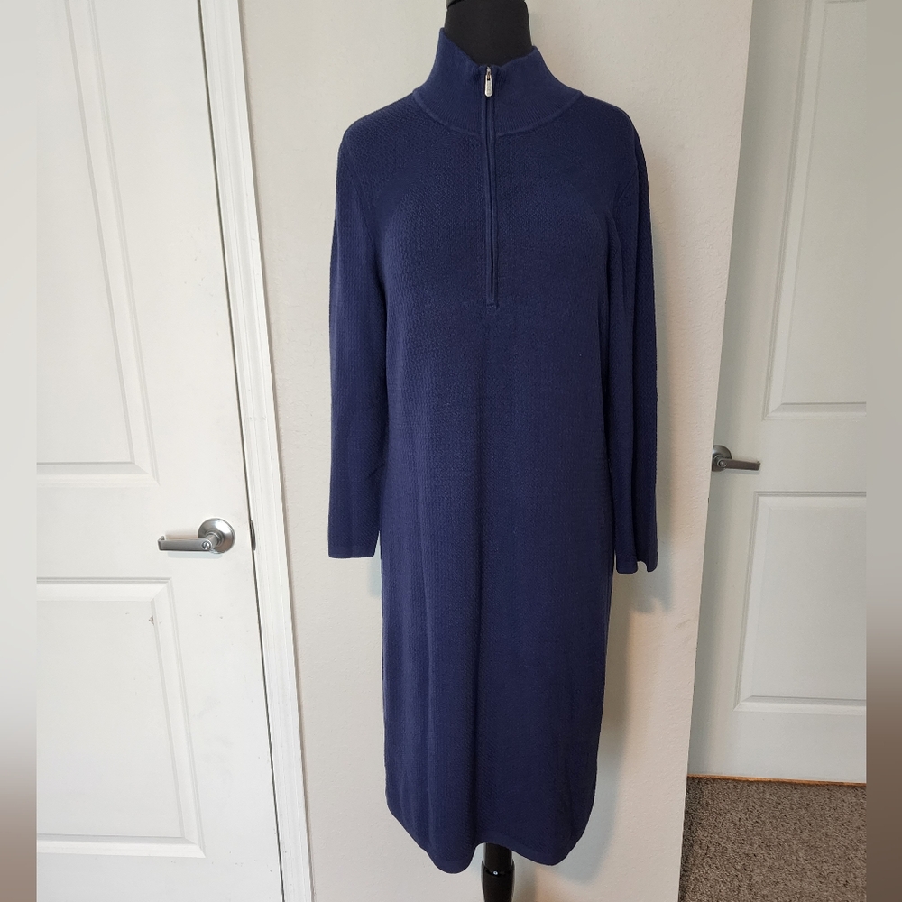 Tommy Bahamas Blue Long Sleeve Mock Neck Sweater Dress